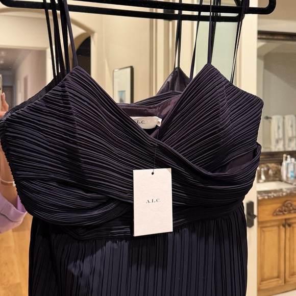 NWT $695 A.L.C. Black Pleated Cutouts Dress Size 10 - Picture 6 of 6